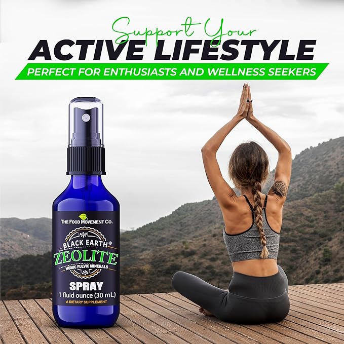 Black Earth Zeolite with Humic Fulvic Acids, Trace Minerals, for Adults and Kids Supports Gut Health, Immune Support, Digestion and Elimination and More 1oz Liquid Pump Spray Supplement