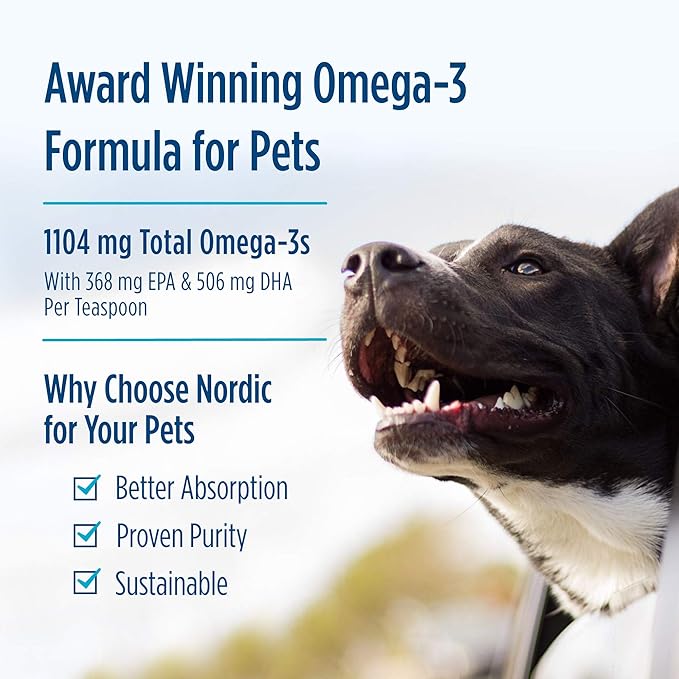 Nordic Naturals Pet Cod Liver Oil, Unflavored - 8 oz - 1048 mg Omega-3 Per Teaspoon - Fish Oil for Dogs with EPA & DHA - Promotes Skin, Coat, & Immune Health