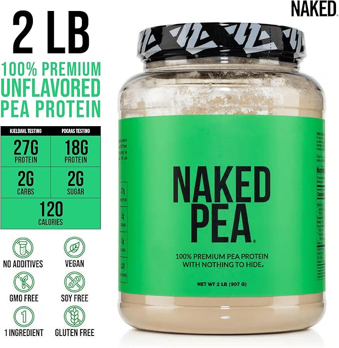NAKED Pea - 2LB 100% Pea Protein Powder from North American Farms - Unflavored Vegan Pea Protein Isolate - Plant Protein Powder, Easy to Digest - 30 Servings