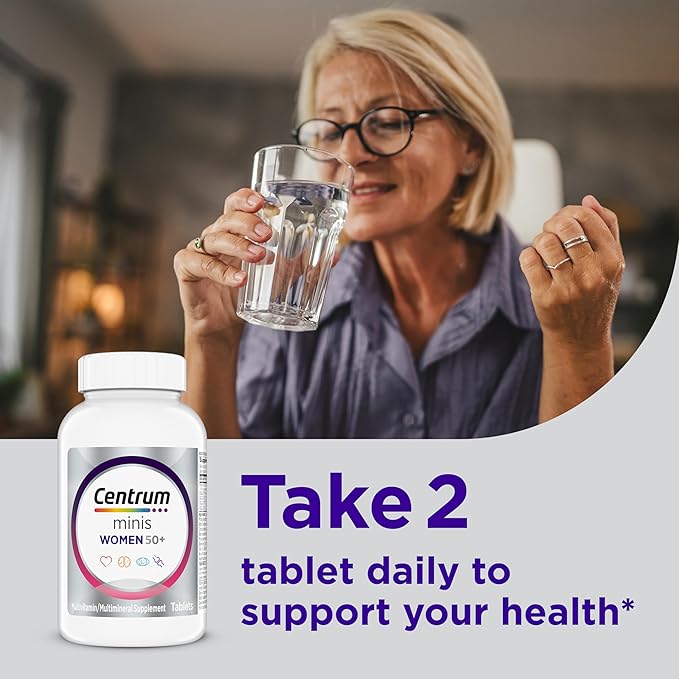 Centrum Minis Silver Women's Multivitamin for Women 50 Plus, Multimineral Supplement with Vitamin D3, B Vitamins, Non-GMO Ingredients, Supports Memory and Cognition in Older Adults - 280 Ct