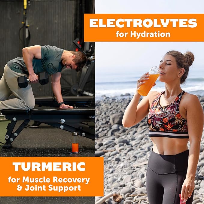 ZYN Electrolytes Powder Hydration Packets with Vitamins, Zinc & Turmeric - Low Sugar Electrolyte Drink Mix Packets with Piperine, Mango Pomegranate, 16 Pack