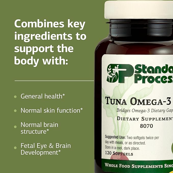 Standard Process Tuna Omega-3 Oil - Brain & Eye Health Support Supplement - Essential Fatty Acid Supplement with Omega-3 - Nutritional Supplement to Aid Skin Health - 120 Softgels