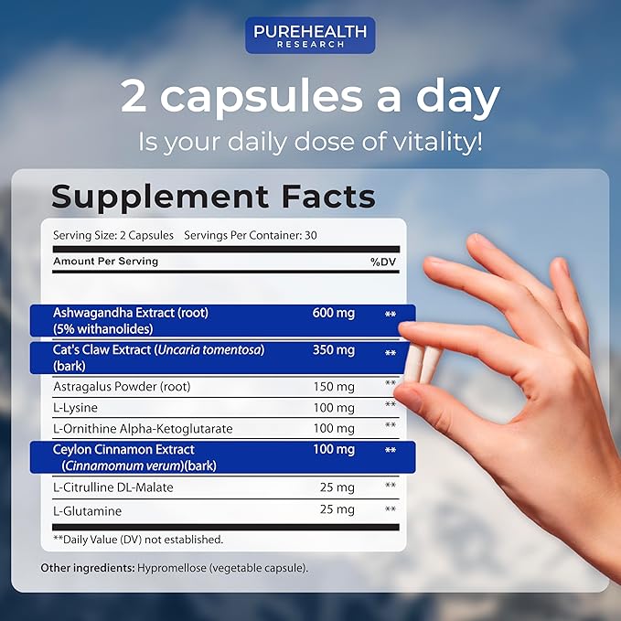 PUREHEALTH RESEARCH Youth Switch - Anti Aging Supplement with Ashwagandha Extract 600 mg KSM-66 - Longevity Activator - Telomere Supplements - Disrupt & Reverse Aging, 1 Bottle - 60 Capsules