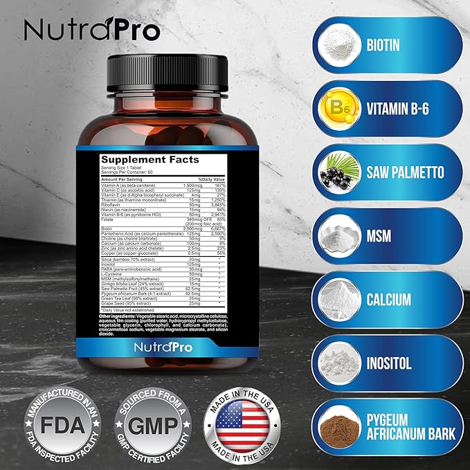 Mens Hair Growth-Hair Vitamins For Men. Anti Hair Loss Supplement, Regrow Hair & Beard Growth Pills With DHT Blocker For Thinning Hair & Hair Thickening With Biotin & Saw Palmetto.Thicker Fuller Hair