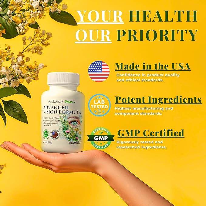 Macular Support Eye Health Vitamins & Vision Supplements Lutein 400mg, Zeaxanthin 10mg, Eyebright Herb, Lycopene Supplement & Bilberry Supplement for Eyes, Eye Vitamins for Seniors & Adults
