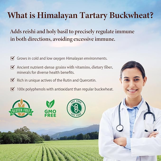 Himalayan Tartary Buckwheat Supplement with Quercetin, Zinc, Rutin, Vitamin C, D, Curcumin for Immune Support & Antioxidant & Gut Health - 240 Vegan Capsules