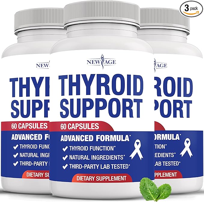 Thyroid Support Supplement for Women & Men with Iodine, B12, Zinc, Selenium, Ashwagandha, Bladderwrack, Turmeric, Schisandra - Non-GMO, Vegetarian - 180 Count
