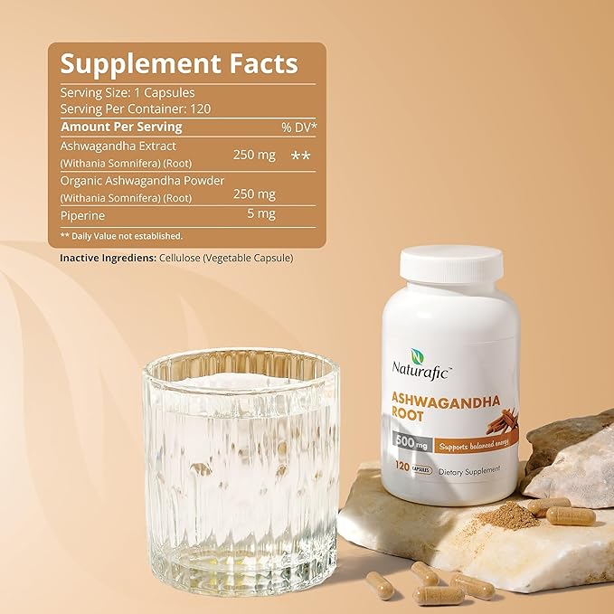 Ashwagandha Root Capsules 500mg โ 120 Vegan Capsules | Traditionally Used Herb | Non-GMO, Gluten-Free | Herbal Supplement | Plant-Based Wellness Support