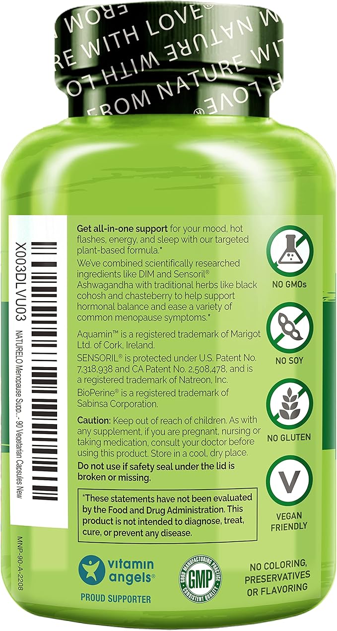 NATURELO Menopause Supplements for Women, Herbal Blend with Black Cohosh for Menopause Hot Flashes Advanced Estrogen Multi-Symptom Formula 90 Capsules (Pack of 2)