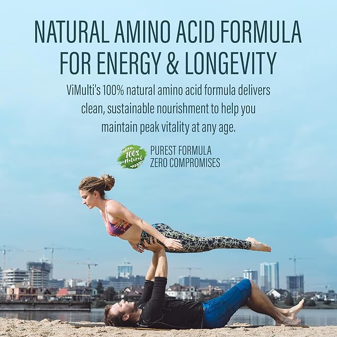 Vitmulti Anti-Aging Natural Amino Acids Supplement for Women & Men – Supports Immune Health, Energy, Smoother Skin Tone, & Restorative Sleep, Anti-Aging Supplement Pills for Longevity, 60 Capsules