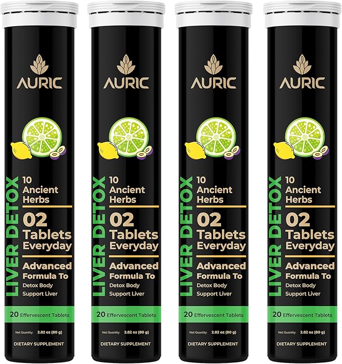 Auric Herbal Liver Support Supplement | Milk Thistle (Silymarin), Turmeric, Garlic, Ginger for Liver Health | Advanced Detox & Cleansing Formula for active Liver | 80 Tablets | Plant Based Gluten-Free