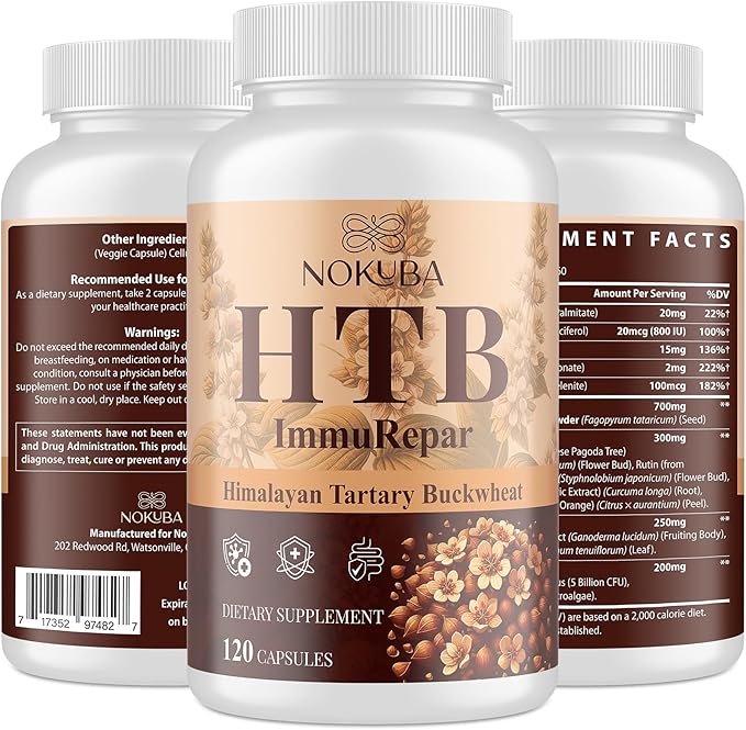 Himalayan Tartary Buckwheat Supplement with Quercetin, Zinc, Rutin, Vitamin C, D, Curcumin for Immune Support & Antioxidant & Gut Health - 120 Vegan Capsules