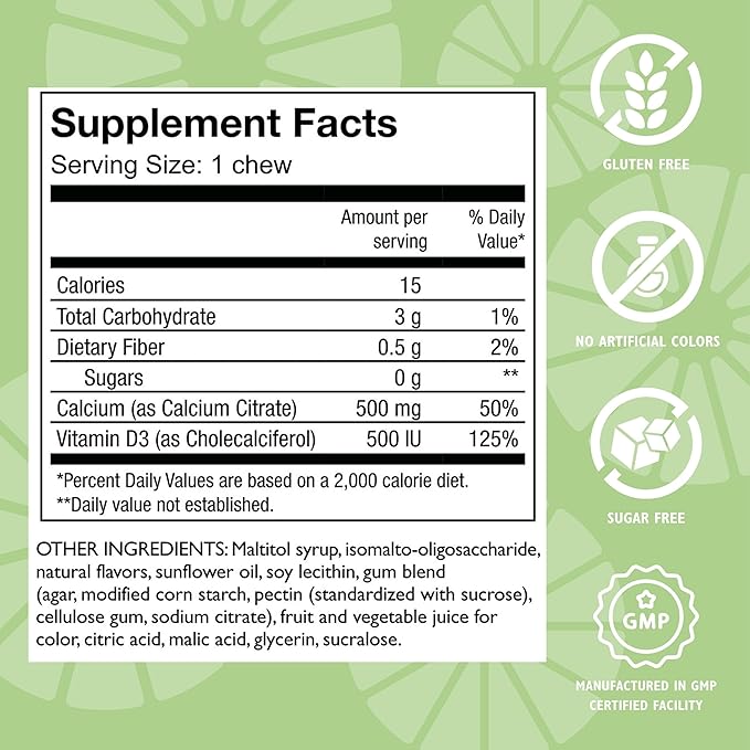Celebrate Vitamins Bariatric 500mg Calcium Citrate Soft Chews with 500 IU Vitamin D3 – Essential for Gastric Bypass Patients & Bone Health - Sugar & Gluten Free, Strawberry Banana Cream (90 Chews)