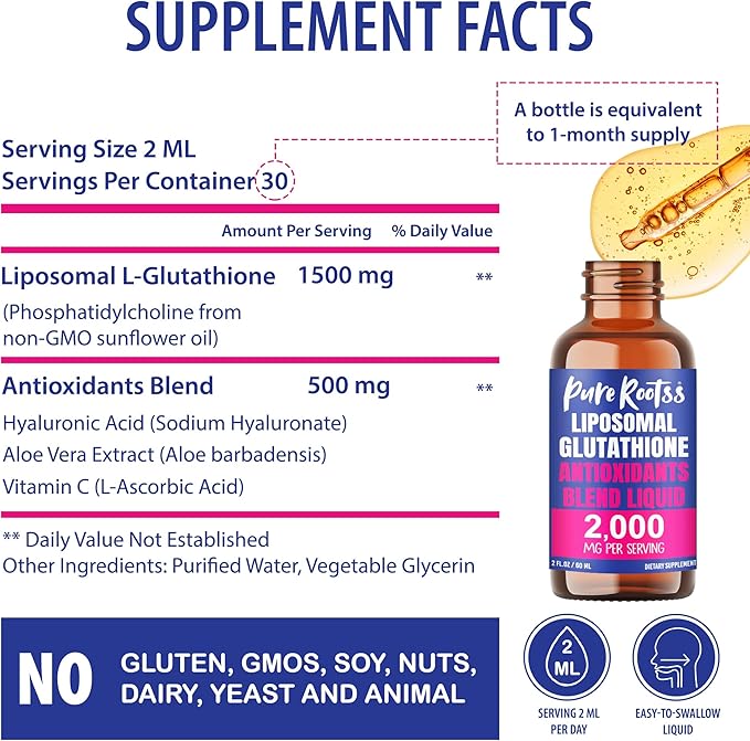 Liposomal Glutathione Liquid Supplement (Pack of 2), 98% Absorption, with Vitamin C, L- Glutathione, 2 Fl Oz per Bottle