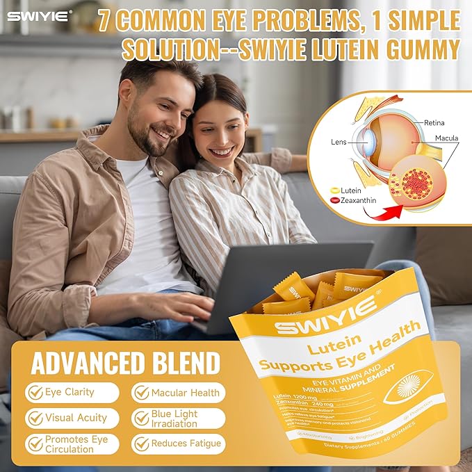 Lutein Gummies – Eye Vitamin and Mineral Supplement with 20mg Lutein & 4mg Zeaxanthin – Gummy Vitamins for Eye Health Support – Naturally Flavored, 60 Gummies