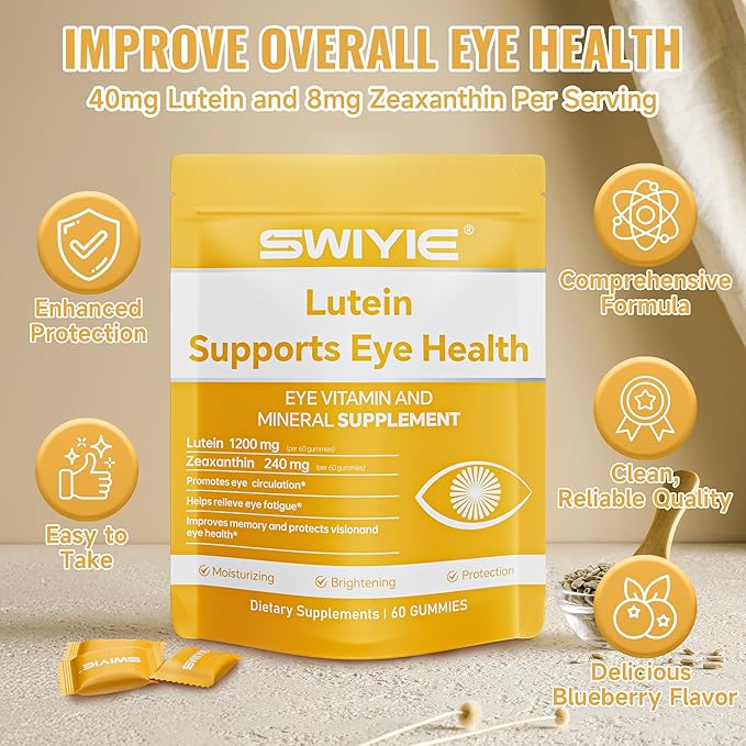 Lutein Gummies – Eye Vitamin and Mineral Supplement with 20mg Lutein & 4mg Zeaxanthin – Gummy Vitamins for Eye Health Support – Naturally Flavored, 60 Gummies
