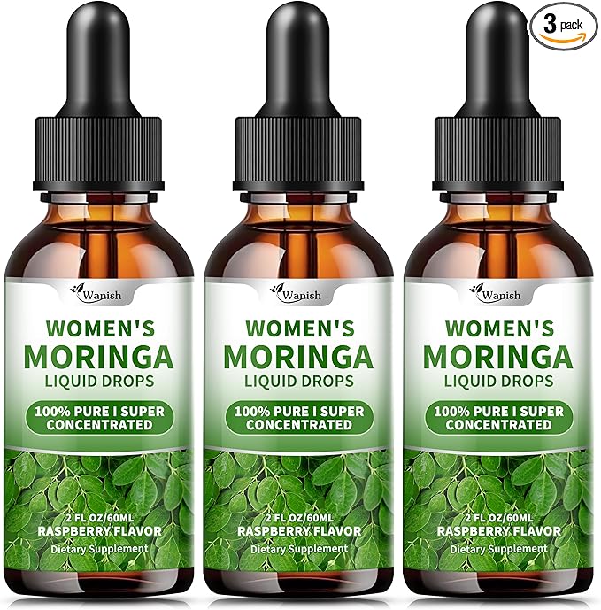 3 Pack(6 Fl Oz) Moringa Liquid Drops 800 mg for Women- with Moringa Oleifera Leaf Extract, Turmeric Root Extract, Olive Leaf, Black Pepper, Vitamin C & E,Antioxidant, Energy and Immunity Support.