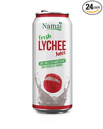 Namai 100% All Natural Pure Lychee Juice, No Added Sugar, No Preservatives, Pack of 24