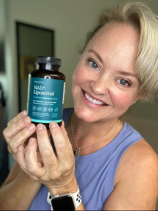 Liposomal NAD+ Supplement 500mg with Urolithin A, CoQ10, Resveratrol & Giloy (Made in USA), NAD Supplement for Cellular Energy, Cognitive, Anti-Aging & Detox Support - 3rd Party Tested Vegan, Non-GMO