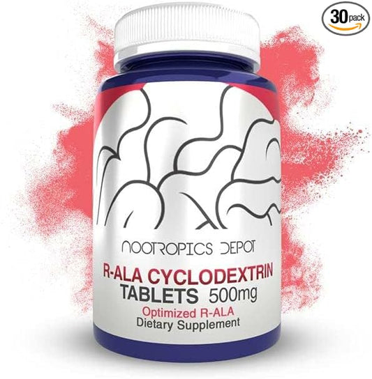 Nootropics Depot R-ALA Cyclodextrin Complex Tablets | 500mg | Optimized R-Alpha Lipoic Acid | 30 Count