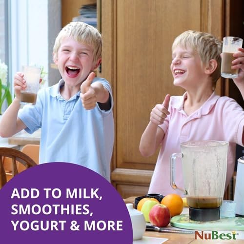 NuBest Tall Protein Powder for Kids & Teens - Whey Protein Powder - Chocolate Protein Powder Shake with Probiotics, Omega 3-6-9, Vitamin D3 + K2, Calcium, Vitamin - 15 Servings | 2 Week Supply