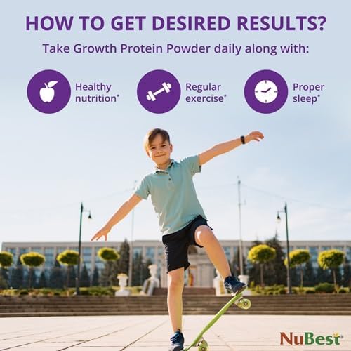 NuBest Tall Protein Powder for Kids & Teens - Whey Protein Powder - Chocolate Protein Powder Shake with Probiotics, Omega 3-6-9, Vitamin D3 + K2, Calcium, Vitamin - 15 Servings | 2 Week Supply