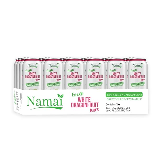 Namai 100% All Natural Pure Dragonfruit Juice, No Added Sugar, No Preservatives, Pack of 24