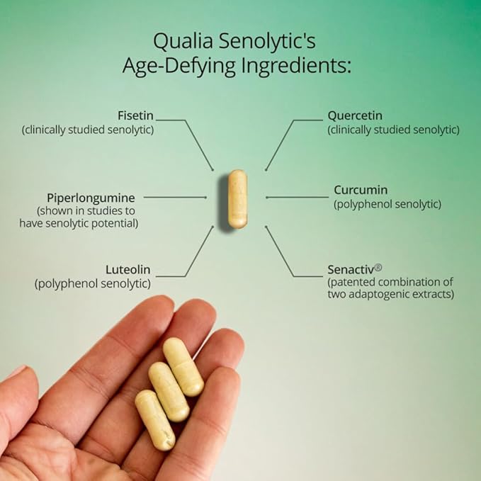 NEUROHACKER COLLECTIVE Qualia Senolytic Supplement, Fisetin,Quercetin,Piperlongumin&More,Aging Supplement - Supports Optimal Cell Repair&Rejuvenation,Naturally Eliminate Zombie Cells,1 Month Supply
