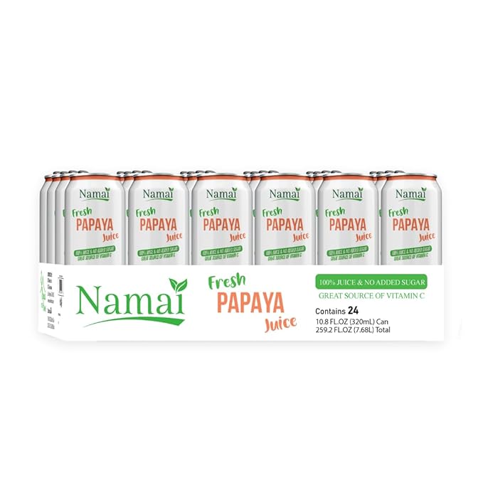 Namai 100% All Natural Pure Papaya Juice, No Added Sugar, No Preservatives, Pack of 24