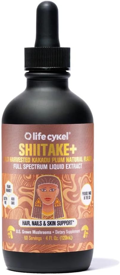 Lifecykel - Shiitake Mushroom Extract with Kakadu Plum - Advance Organic Mushroom Supplement for Hair, Nail and Skin - Potent Vitamin C Immune Boost for Adults - 4 Fl Oz
