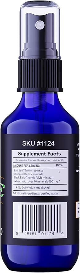 Black Earth Zeolite with Humic Fulvic Acids, Trace Minerals, for Adults and Kids Supports Gut Health, Immune Support, Digestion and Elimination and More 1oz Liquid Pump Spray Supplement (2 Pack)