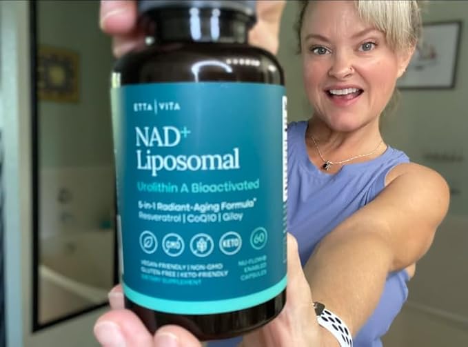 Liposomal NAD+ Supplement 500mg with Urolithin A, CoQ10, Resveratrol & Giloy (Made in USA), NAD Supplement for Cellular Energy, Cognitive, Anti-Aging & Detox Support - 3rd Party Tested Vegan, Non-GMO