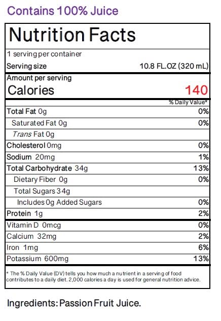 Namai Pure Passion Fruit Juice, No Added Sugar, 24-Pack