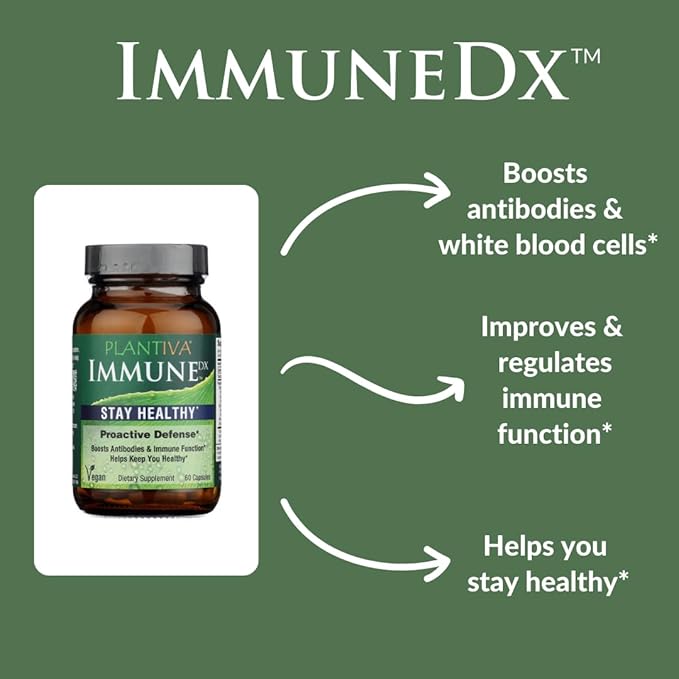 ImmuneDx Healthy Immune Boost Daily Herbal Supplement, Natural Resistance, Whole Body Defense with Echinacea & Ginseng - Vegan - 60 Capsules
