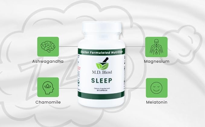 Sleep - Natural Supplement with L-Theanine, Ashwagandha, Magnesium, Valerian Root, Melatonin - Non-Habit Forming Formula for Deep Sleep & Rejuvenating Rest - 60 Capsules