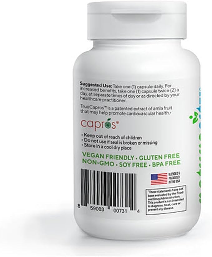 NatureCity True-Capros Amla Fruit Extract Supplement Polyphenol Antioxidant Power Supports Cardiovascular Heart Health (60 Veggie Capsules) Non-GMO Vegan Friendly and Soy Free
