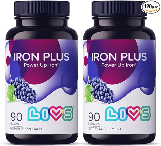 Iron Gummies with Vitamin C for Women, Men & Kids | Chewable Supplement as Gummy with Vitamin B12, B3,B5,B6, Folate & Zinc | Energy Support, Non GMO & Gluten Free | 20mg Iron/Dose -180 Count