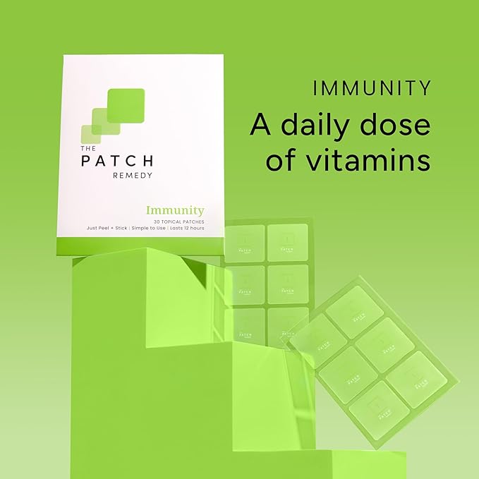 Immunity Patches - 30 Topical Immune Patches Containing Vitamin C, Zinc, Echinacea Extract & Ginkgo Biloba, Lasts 24 Hours