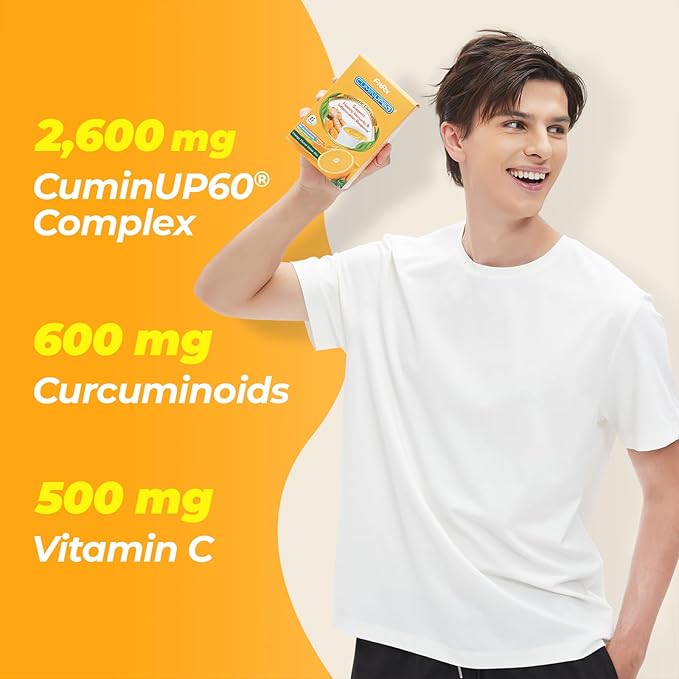 Turmeric Curcumin Drink Powder, Turmeric Shots with Vitamin C for Immunity, Orange Flavor Instant Drink Mix Packets, High Absorption Curcumin Complex, Immune & Recovery, Joint Support Supplement