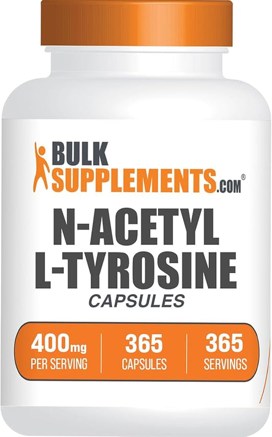 BulkSupplements.com N-Acetyl L-Tyrosine Capsules - Tyrosine Supplement, NALT Capsules, Amino Acid Supplement - Gluten Free, 1 Capsule per Serving, 365 Count (Pack of 1)