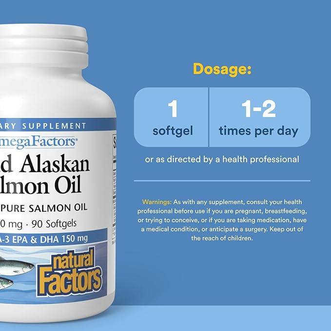 NATURAL FACTORS Wild Alask Salmon Oil, 90 CT