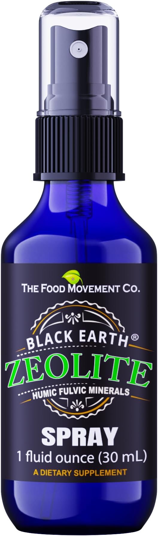Black Earth Zeolite with Humic Fulvic Acids, Trace Minerals, for Adults and Kids Supports Gut Health, Immune Support, Digestion and Elimination and More 1oz Liquid Pump Spray Supplement
