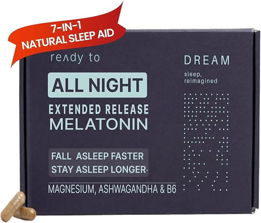Dream Natural Sleep Aid for Adults – Sleep Supplement with Time Release Melatonin, Magnesium, Ashwagandha, B6 & Chamomile – Non-Habit Forming Sleep Vitamins – 60 Capsules