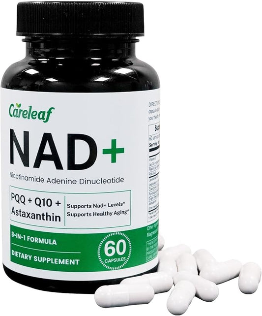 NAD+ Supplement 300mg, Liposomal NAD Boost with PQQ, Astaxanthin, Folic Acid, Vitamin E, High Purity NAD Supplement for Anti-Aging, Cell Longevity, Energy Metabolism - 60 Capsules