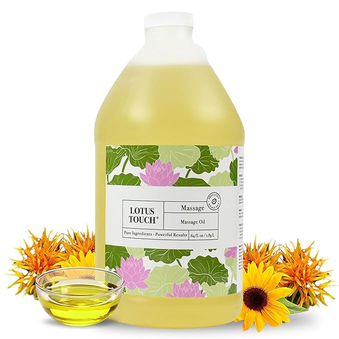 Organic Naturals Massage Oil by Lotus Touch - 100% Certified Organic - High Glide, Easy Workability - Pure Flax Seed, Olive Oil, Jojoba Oil, Shea Butter, Vitamin E Nourish and Protect Skin 1/2 Gallon
