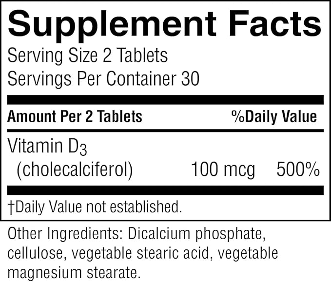 Nature's Sunshine Vitamin D3, 60 Tablets | Supports Bone Health, Contributes to Overall Health, and May Improve Mood