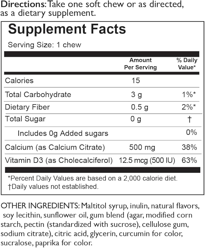 Celebrate Vitamins Bariatric 500mg Calcium Citrate Soft Chews with 500 IU Vitamin D3 – Essential for Gastric Bypass Patients & Bone Health - Sugar & Gluten Free, Lemon (270 Chews)