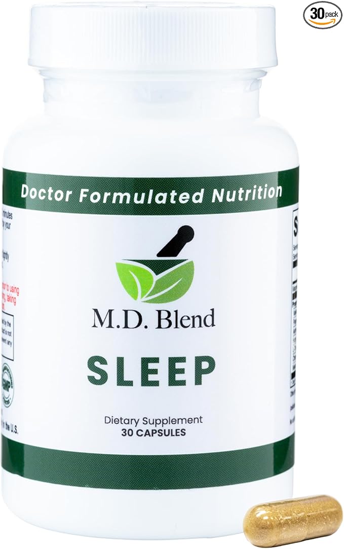 Sleep - Natural Supplement with L-Theanine, Ashwagandha, Magnesium, Valerian Root, Melatonin - Non-Habit Forming Formula for Rejuvenating - 30 Capsules