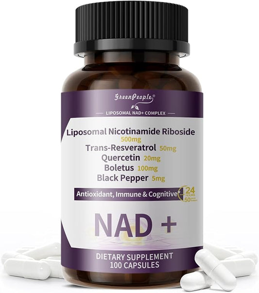 NAD+ Supplement for Women - Liposomal NAD Supplement Nicotinamide Riboside with Resveratrol & Quercetin | NAD Plus Boosting Cellular Energy/Anti-Aging Support | 100 Vegan Capsules