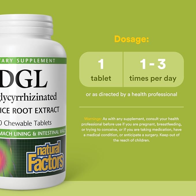 Natural Factors Chewable DGL 400 mg, Licorice Extract for Healthy Digest, 180 Chewable Tablets